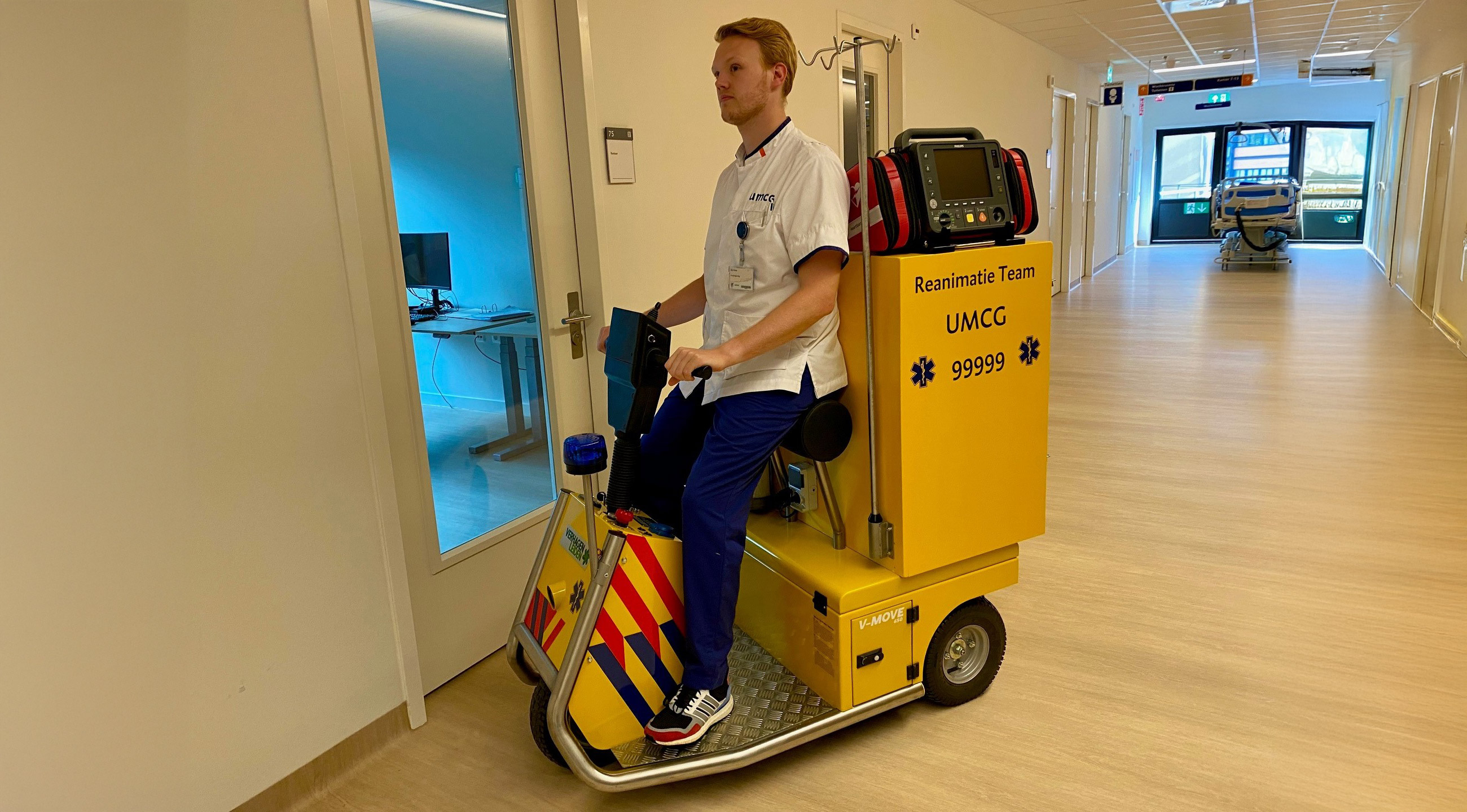 Met de nieuwe mini-ambulance is het reanimatieteam snel bij de patiënt in nood.