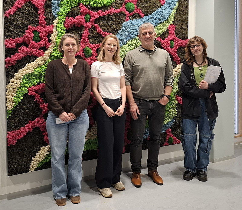 Ellen Weersing (analist), Brecht Attema (Ontvanger van de grant), Folkert Kuipers (PI groep), en Olivia Verdier (Master Student Stagiair)